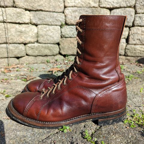 View photo of Eastman Leather Raider Boots in Walnut Horsehide