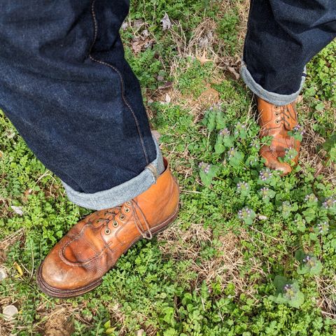 View photo of Grant Stone Brass Boot in Horween Tan Essex