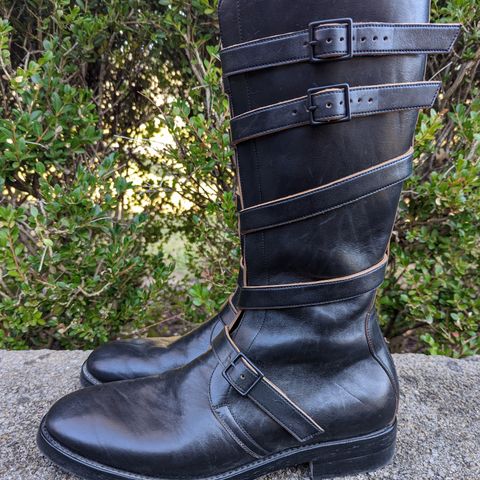 Benzein The Hanker Tanker Boots in Horween Horsehide Overdyed Black