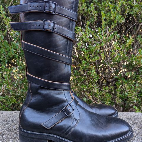 Benzein The Hanker Tanker Boots in Horween Horsehide Overdyed Black