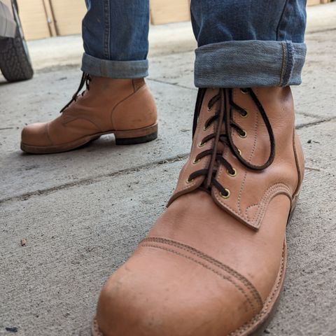M.F. Boot Co Service Boot in Sepici Tumbled Waxed Natural Veg Tan