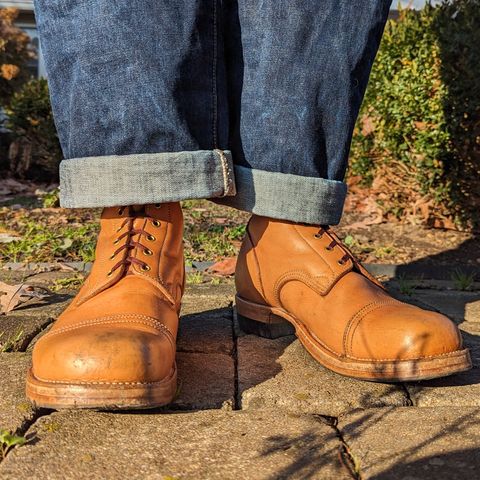 M.F. Boot Co Service Boot in Sepici Tumbled Waxed Natural Veg Tan