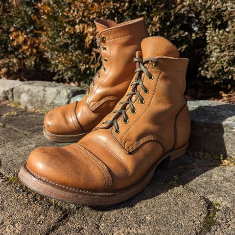 View photo of M.F. Boot Co Service Boot in Sepici Tumbled Waxed Natural Veg Tan