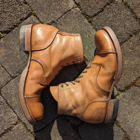 View photo of M.F. Boot Co Service Boot in Sepici Tumbled Waxed Natural Veg Tan