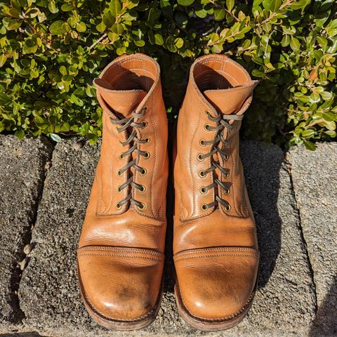 View photo of M.F. Boot Co Service Boot in Sepici Tumbled Waxed Natural Veg Tan