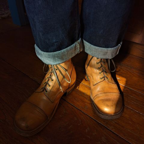 View photo of M.F. Boot Co Service Boot in Sepici Tumbled Waxed Natural Veg Tan