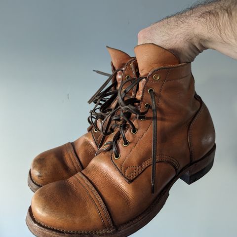 View photo of M.F. Boot Co Service Boot in Sepici Tumbled Waxed Natural Veg Tan