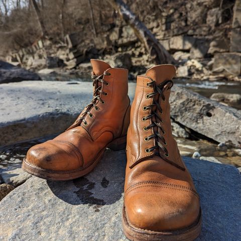 View photo of M.F. Boot Co Service Boot in Sepici Tumbled Waxed Natural Veg Tan