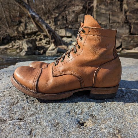 View photo of M.F. Boot Co Service Boot in Sepici Tumbled Waxed Natural Veg Tan