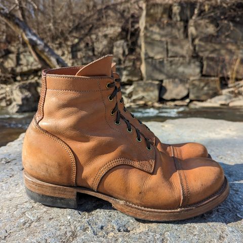 View photo of M.F. Boot Co Service Boot in Sepici Tumbled Waxed Natural Veg Tan