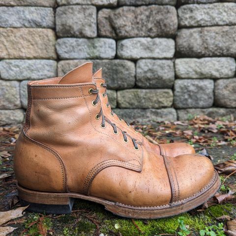 View photo of M.F. Boot Co Service Boot in Sepici Tumbled Waxed Natural Veg Tan