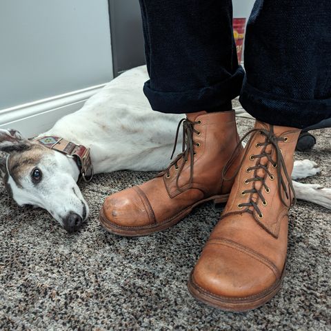 View photo of M.F. Boot Co Service Boot in Sepici Tumbled Waxed Natural Veg Tan