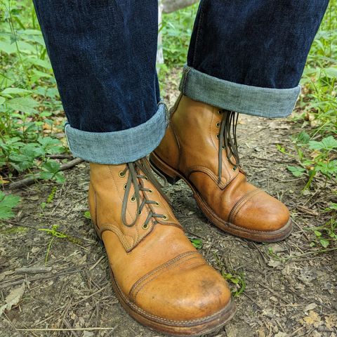 View photo of M.F. Boot Co Service Boot in Sepici Tumbled Waxed Natural Veg Tan