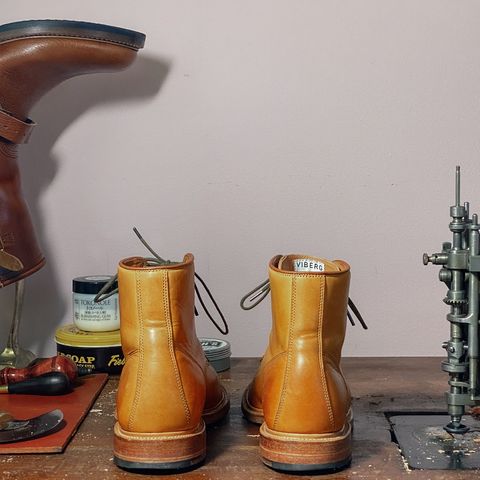 Viberg Officer Boot in Shinki Camel Latigo Horsehide