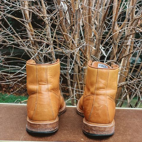 View photo of Viberg Officer Boot in Shinki Camel Latigo Horsehide