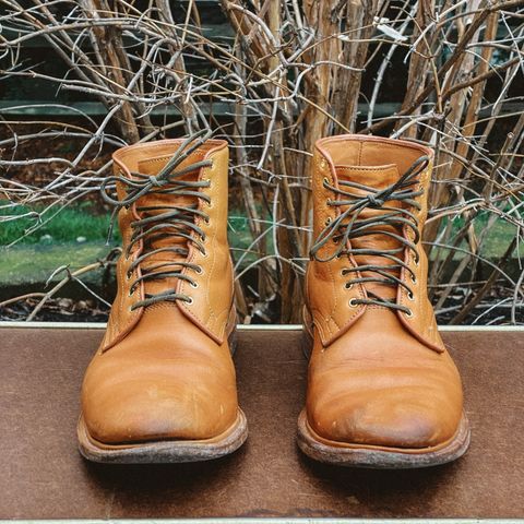 View photo of Viberg Officer Boot in Shinki Camel Latigo Horsehide