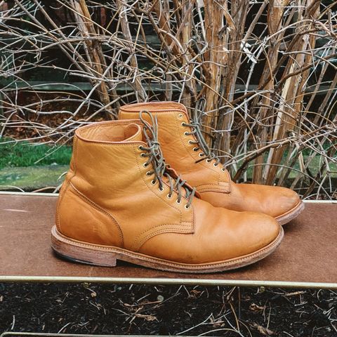 View photo of Viberg Officer Boot in Shinki Camel Latigo Horsehide