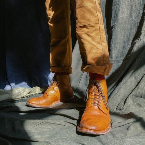 View photo of Viberg Officer Boot in Shinki Camel Latigo Horsehide