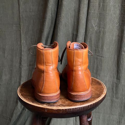 View photo of Viberg Officer Boot in Shinki Camel Latigo Horsehide