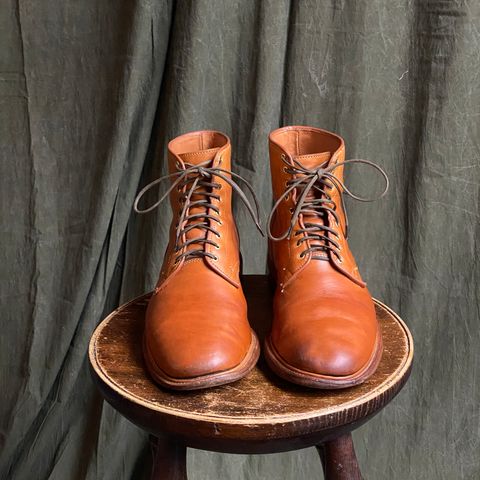 View photo of Viberg Officer Boot in Shinki Camel Latigo Horsehide