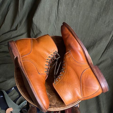 View photo of Viberg Officer Boot in Shinki Camel Latigo Horsehide