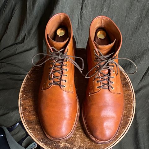 View photo of Viberg Officer Boot in Shinki Camel Latigo Horsehide