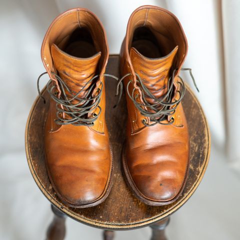 View photo of Viberg Officer Boot in Shinki Camel Latigo Horsehide