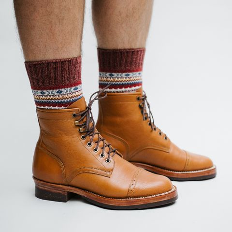 Benzein The Kanon Brogue Cap Toe Boot in Badalassi Carlo Cognac Minerva
