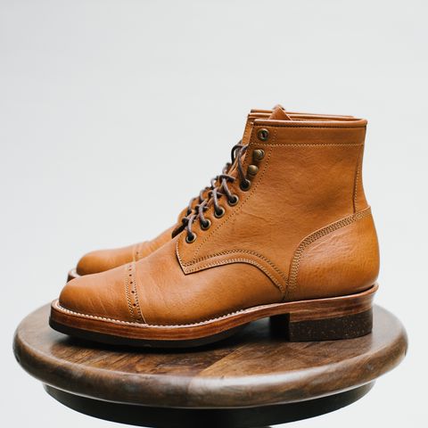 Benzein The Kanon Brogue Cap Toe Boot in Badalassi Carlo Cognac Minerva