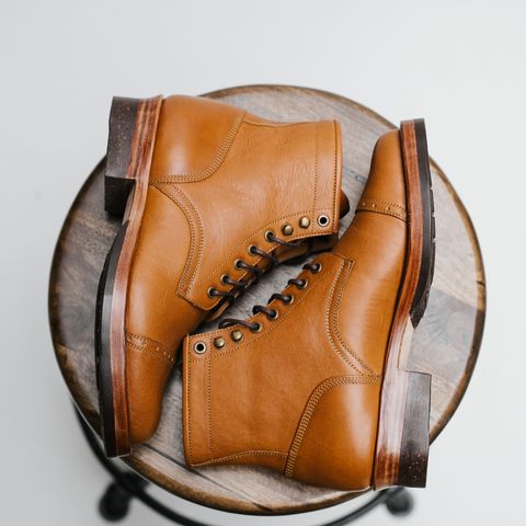 Benzein The Kanon Brogue Cap Toe Boot in Badalassi Carlo Cognac Minerva