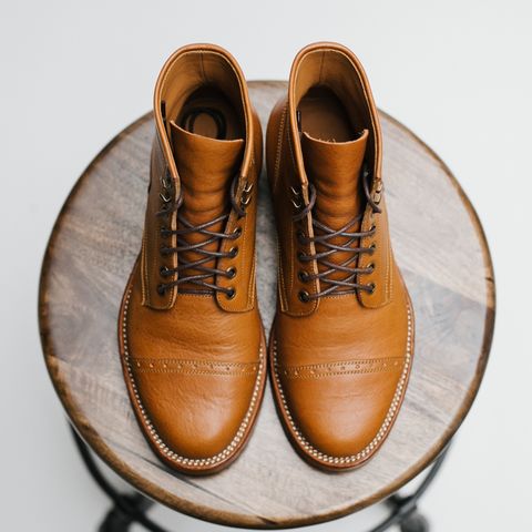 Benzein The Kanon Brogue Cap Toe Boot in Badalassi Carlo Cognac Minerva