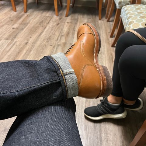 Benzein The Kanon Brogue Cap Toe Boot in Badalassi Carlo Cognac Minerva