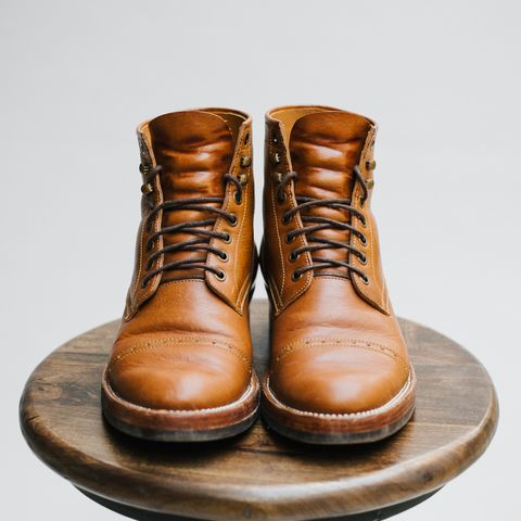 Benzein The Kanon Brogue Cap Toe Boot in Badalassi Carlo Cognac Minerva