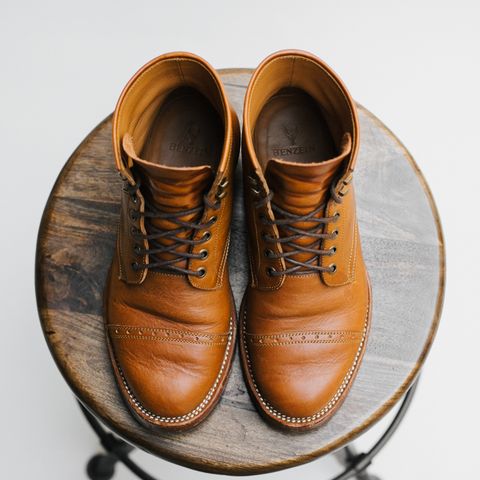 Benzein The Kanon Brogue Cap Toe Boot in Badalassi Carlo Cognac Minerva