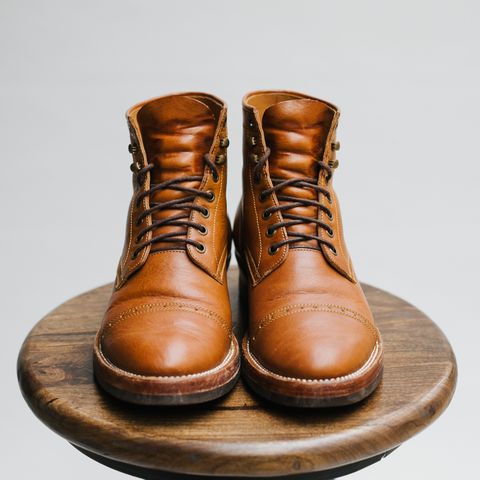 Benzein The Kanon Brogue Cap Toe Boot in Badalassi Carlo Cognac Minerva