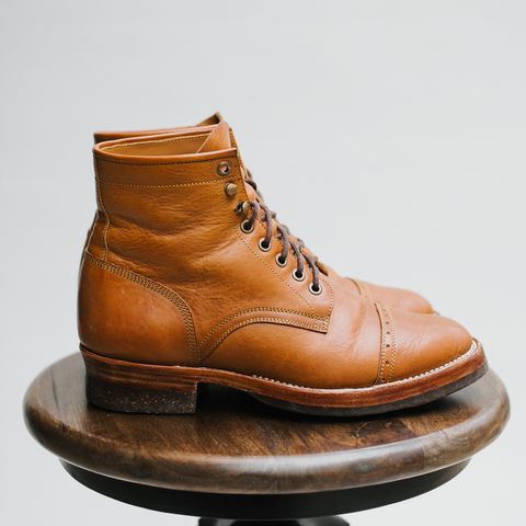 Benzein The Kanon Brogue Cap Toe Boot in Badalassi Carlo Cognac Minerva