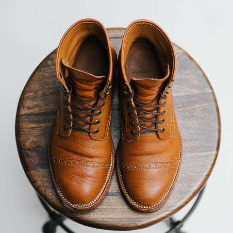 Benzein The Kanon Brogue Cap Toe Boot in Badalassi Carlo Cognac Minerva