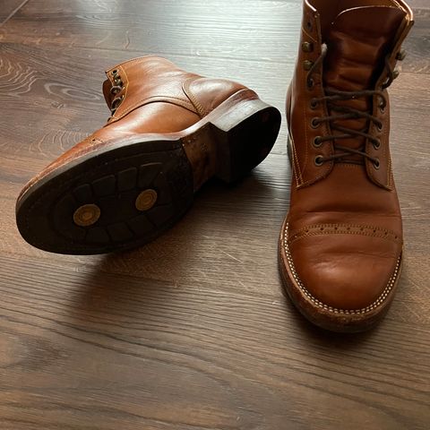 View photo of Benzein Kanon Brogue Cap Toe Boot in Badalassi Carlo Cognac Minerva