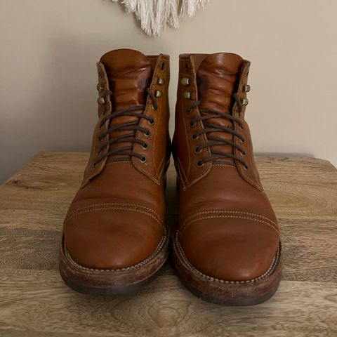 View photo of Benzein Kanon Brogue Cap Toe Boot in Badalassi Carlo Cognac Minerva