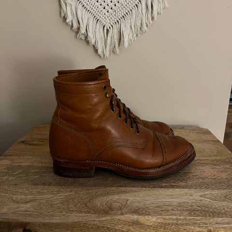 View photo of Benzein Kanon Brogue Cap Toe Boot in Badalassi Carlo Cognac Minerva