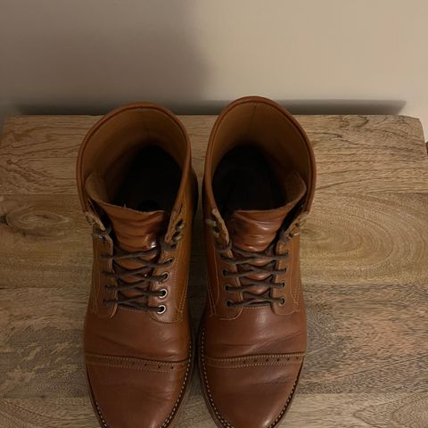 View photo of Benzein Kanon Brogue Cap Toe Boot in Badalassi Carlo Cognac Minerva