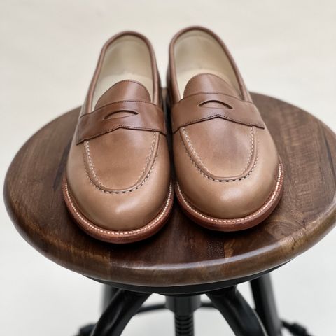 View photo of Grant Stone Traveler Loafer in Horween Dune Chromexcel