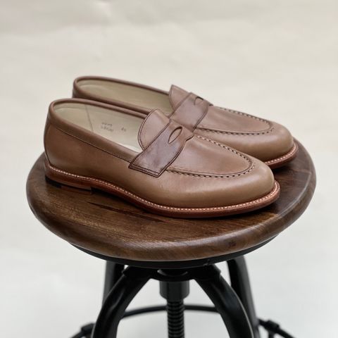 View photo of Grant Stone Traveler Loafer in Horween Dune Chromexcel