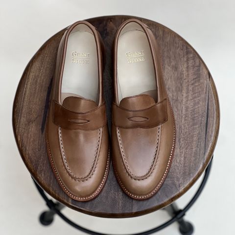 View photo of Grant Stone Traveler Loafer in Horween Dune Chromexcel