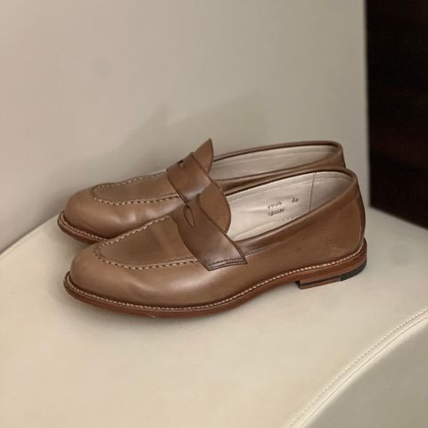 View photo of Grant Stone Traveler Loafer in Horween Dune Chromexcel