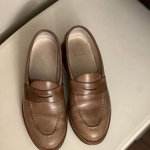 View photo of Grant Stone Traveler Loafer in Horween Dune Chromexcel