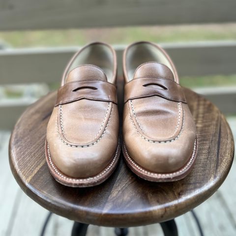 View photo of Grant Stone Traveler Loafer in Horween Dune Chromexcel