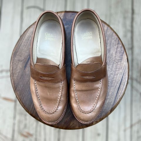 View photo of Grant Stone Traveler Loafer in Horween Dune Chromexcel