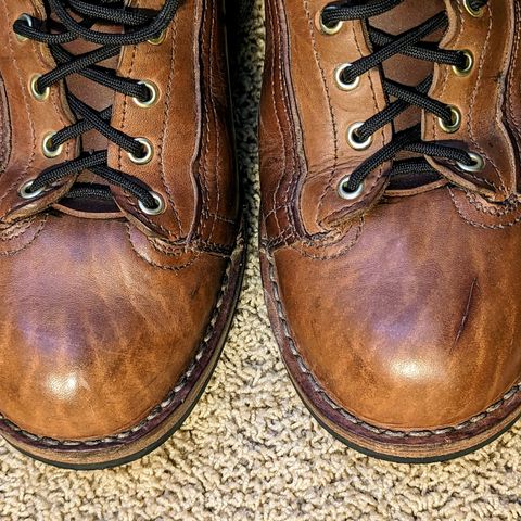 View photo of Frank's Boots Lace-To-Toe in Horween Russet Horsehide Strips