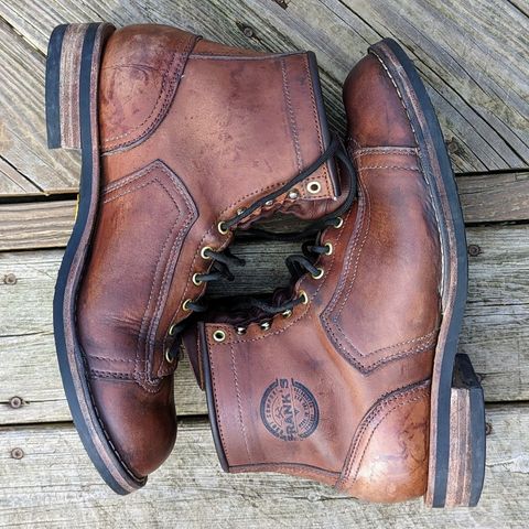 View photo of Frank's Boots Lace-To-Toe in Horween Russet Horsehide Strips